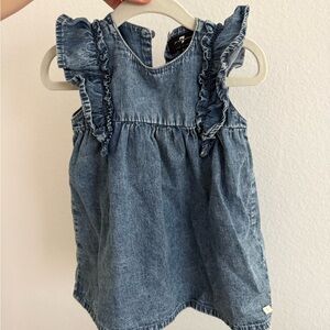 7 For All Mankind Light Wash Denim Dress with Ruffle Sleeves